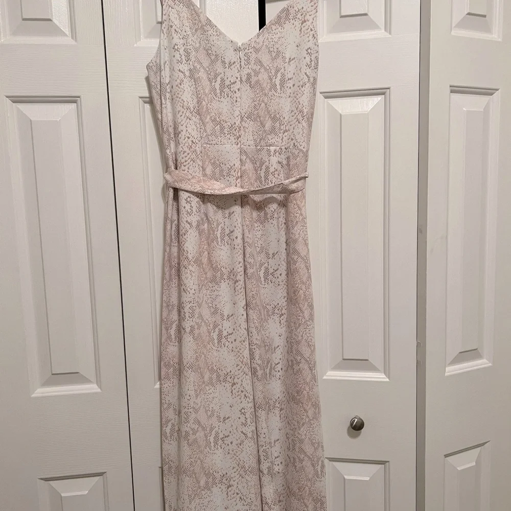 LOFT White Pink Snake Print Jumpsuit (6) - Picture 6 of 7